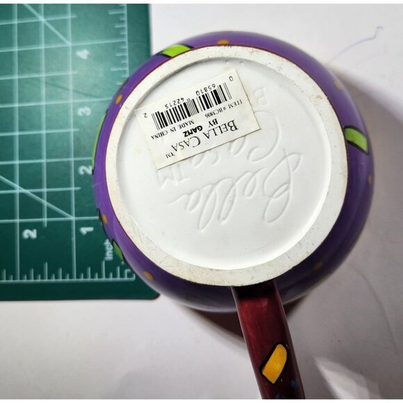 Hand Painted Bella Casa Ganz Stoneware Coffee Mug cup artsy abstract Geometric - Picture 4 of 5